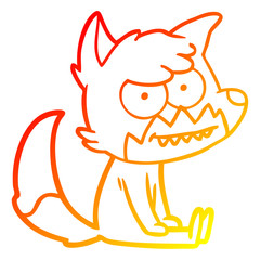 warm gradient line drawing cartoon grinning fox