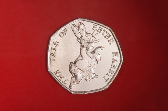Coin dedicated to Beatrix Potter The tale of Peter rabit 50 pence