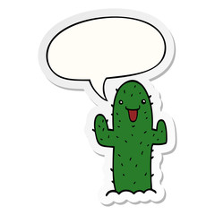 cartoon cactus and speech bubble sticker