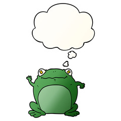 cartoon frog and thought bubble in smooth gradient style