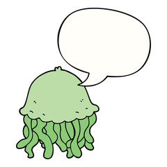 cartoon jellyfish and speech bubble