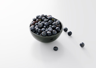 Bueberries in a plate. 3d rendered illustration 