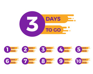 Set of number days left countdown for promotion, sale banner, reminder app, web banner, landing page