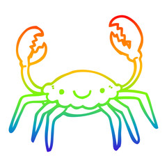 rainbow gradient line drawing cartoon crab