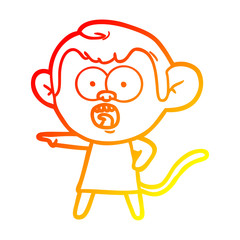 warm gradient line drawing cartoon shocked monkey