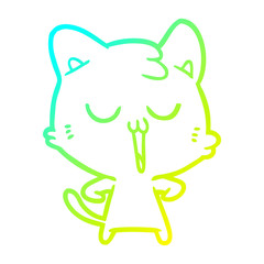 cold gradient line drawing cartoon cat singing