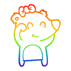 rainbow gradient line drawing female bear cartoon