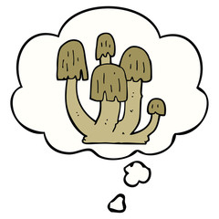 cartoon mushrooms and thought bubble