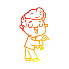 warm gradient line drawing happy cartoon man