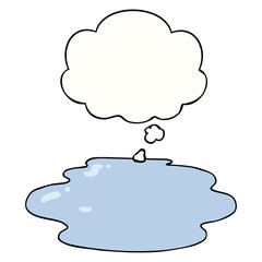 cartoon puddle of water and thought bubble