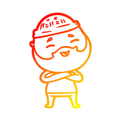 warm gradient line drawing cartoon happy bearded man