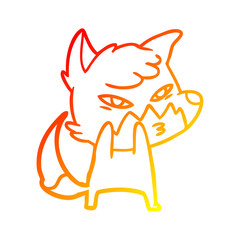 warm gradient line drawing clever cartoon fox