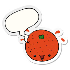 cartoon orange and speech bubble sticker