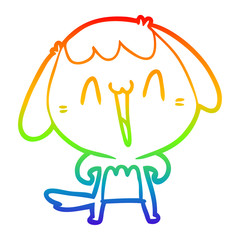 rainbow gradient line drawing cute cartoon dog