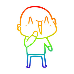 rainbow gradient line drawing happy cartoon bald man