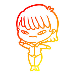 warm gradient line drawing cartoon woman