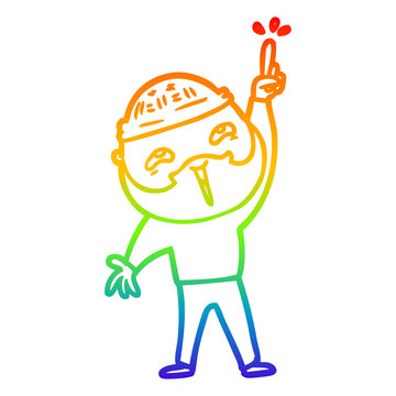 recommend clip art: rainbow gradient line drawing cartoon happy bearded man