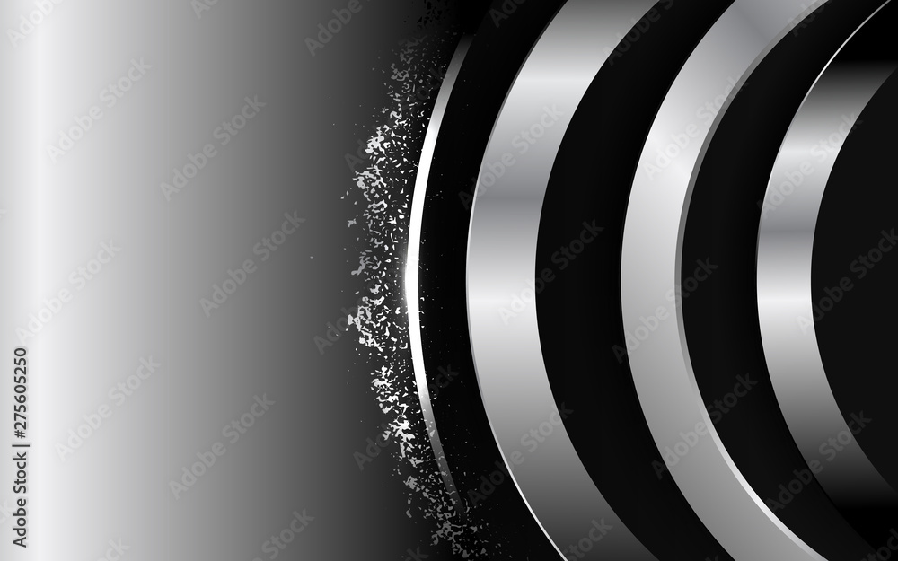 Poster black abstract tech geometric background. line metallic shape with light pattern composition
