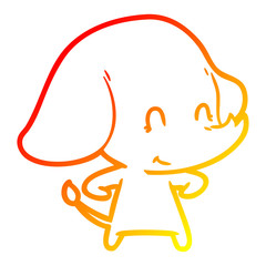warm gradient line drawing cute cartoon elephant