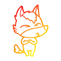 warm gradient line drawing cartoon wolf whistling
