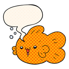 cartoon fish and speech bubble in comic book style