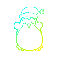 cold gradient line drawing cute christmas penguin