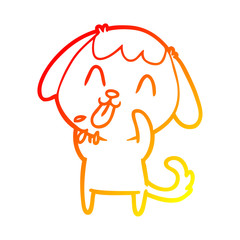 warm gradient line drawing rude dog cartoon