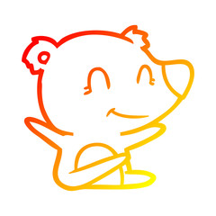 warm gradient line drawing smiling bear cartoon