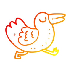 warm gradient line drawing cartoon bird