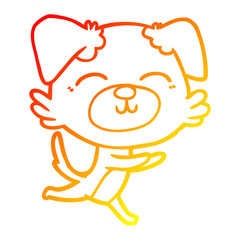 warm gradient line drawing cartoon dog