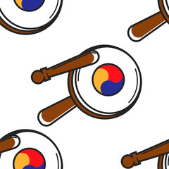Korean tambourine seamless pattern national musical instrument