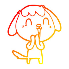 warm gradient line drawing cute cartoon dog