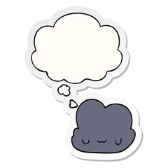 cute cartoon cloud and thought bubble as a printed sticker