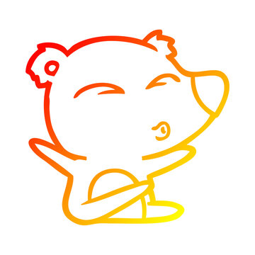 recommend clip art: warm gradient line drawing cartoon whistling bear