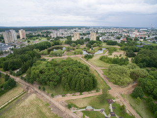 Park of Kalnieciai during reconstruction aerial photography