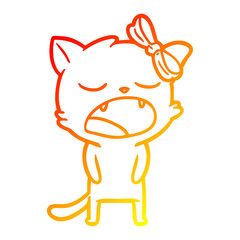 warm gradient line drawing cartoon cat meowing