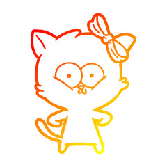 warm gradient line drawing cartoon cat