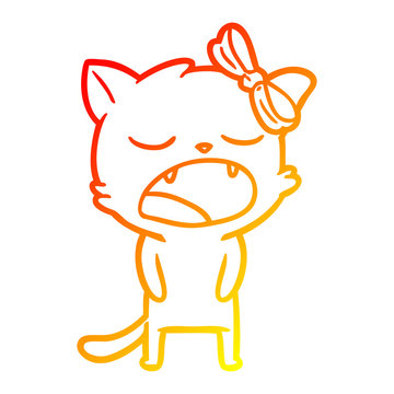 recommend clip art: warm gradient line drawing cartoon cat meowing