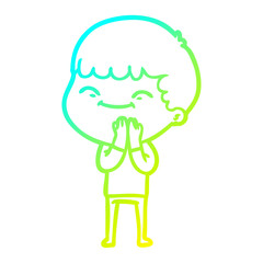 cold gradient line drawing cartoon happy boy