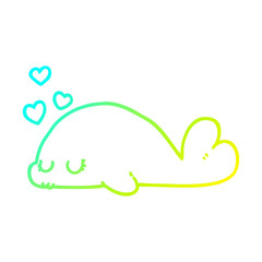 cold gradient line drawing cute cartoon dolphin