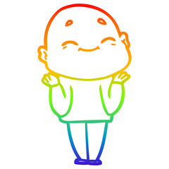 rainbow gradient line drawing happy cartoon bald man