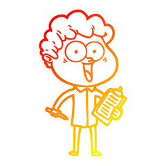 warm gradient line drawing cartoon happy man