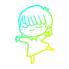 cold gradient line drawing cartoon woman
