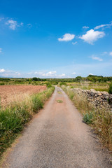 Rural road between mountains of the Sierra de Gudar, Valbona