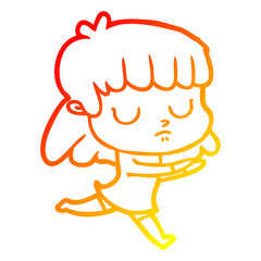 warm gradient line drawing cartoon indifferent woman