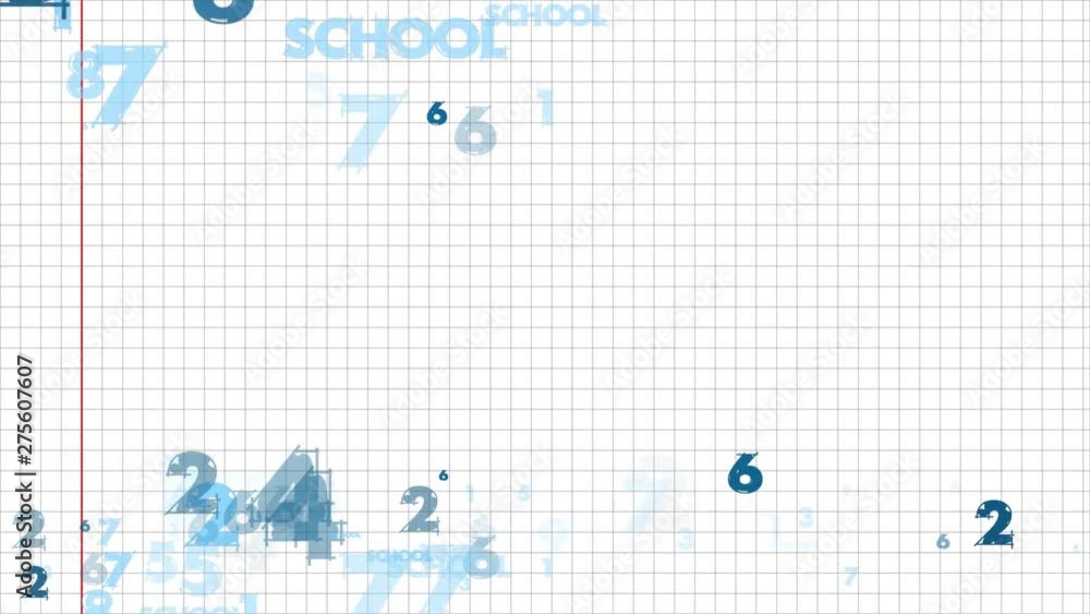 Poster formulas appear on a white background and fly to the camera.math equations. flight through numbers, 