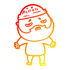 Obraz premium warm gradient line drawing cartoon worried man with beard
