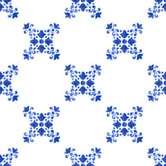 Watercolor delft blue seamless pattern - 275607660