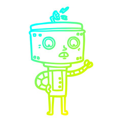 cold gradient line drawing cartoon robot