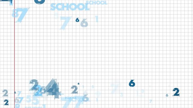 Formulas appear on a white background and fly to the camera.Math equations. Flight through numbers, formulas and math equations.